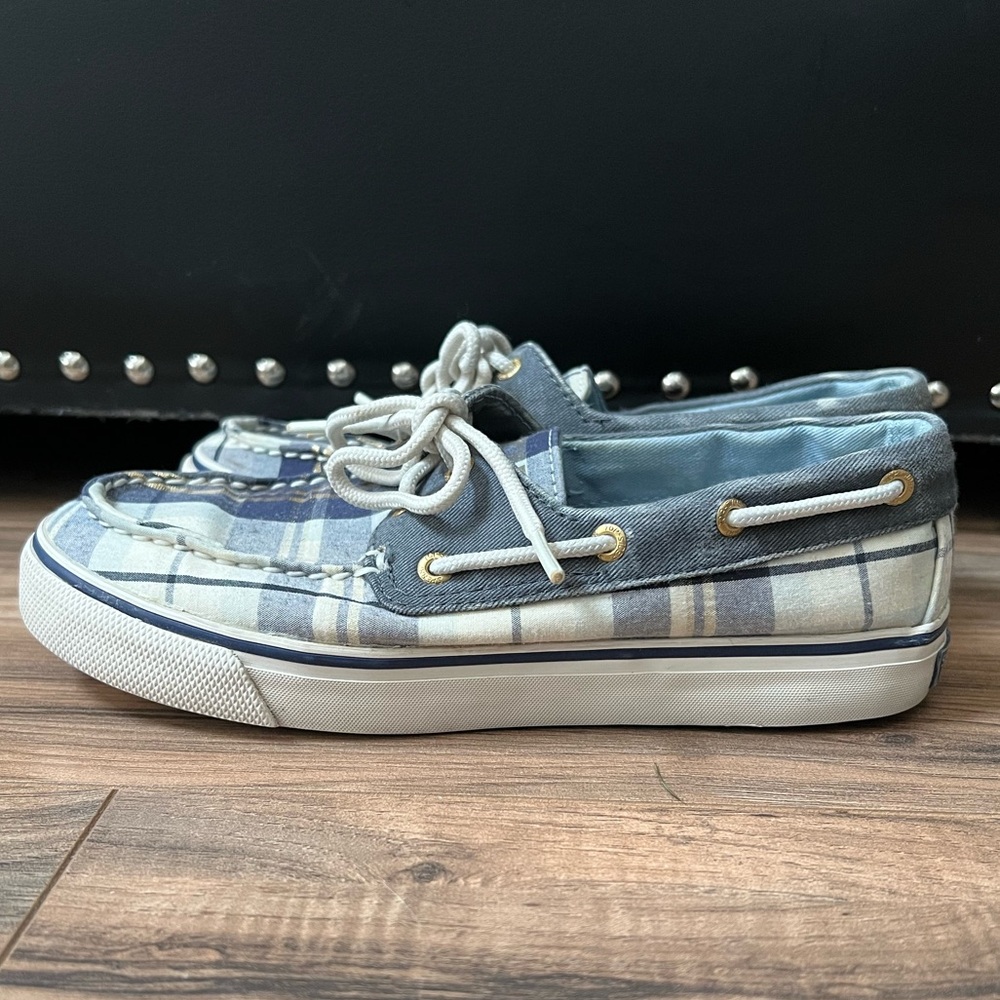 Women’s Sperry Blue Plaid Top-Siders - Picture 3 of 14